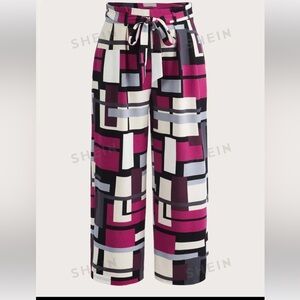 NWT Emery Rose Plus Geo Print Belted Wide Leg Pants Size 4XL